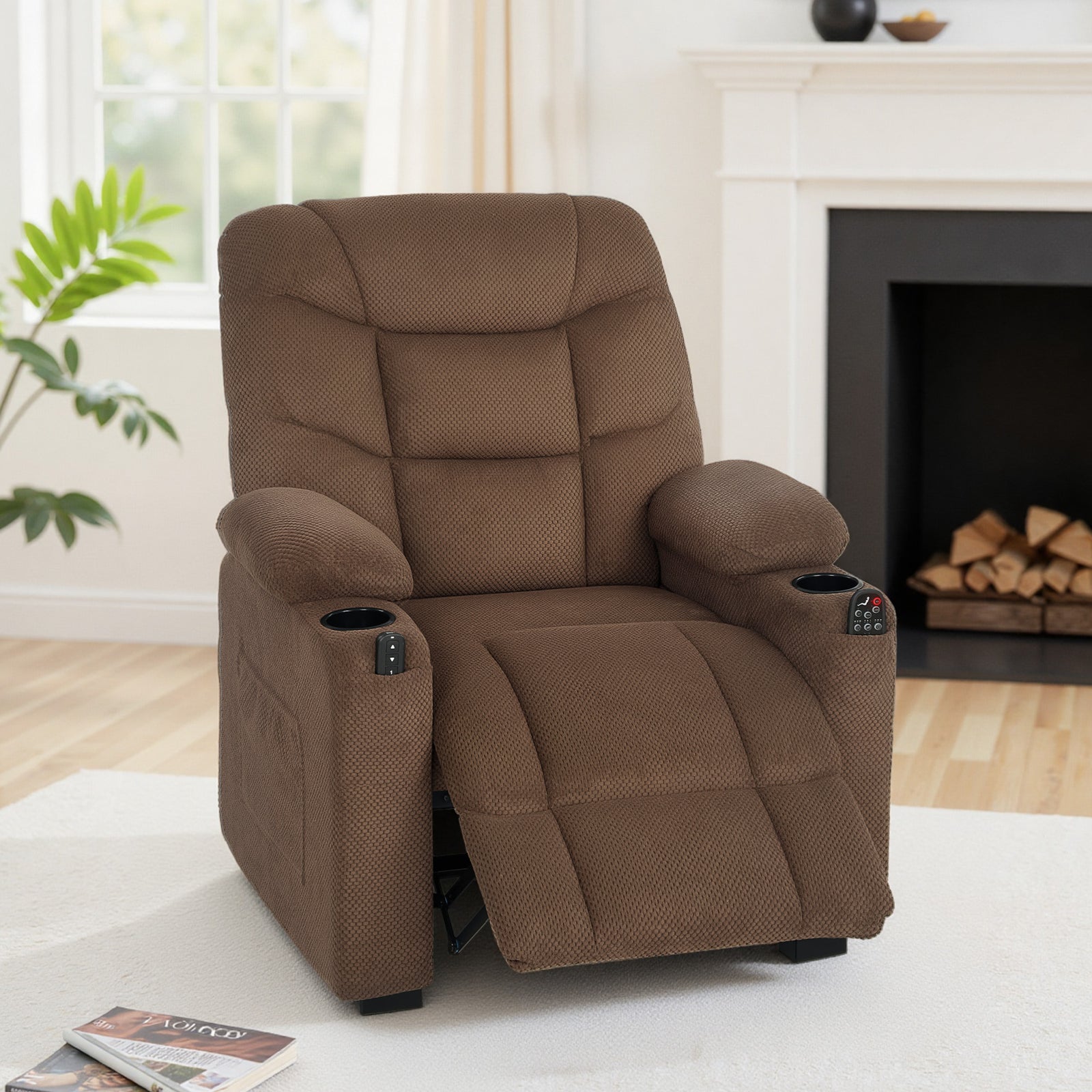 Electric Massage Recliner Armchair With Heat, Reclining Chair | Brown