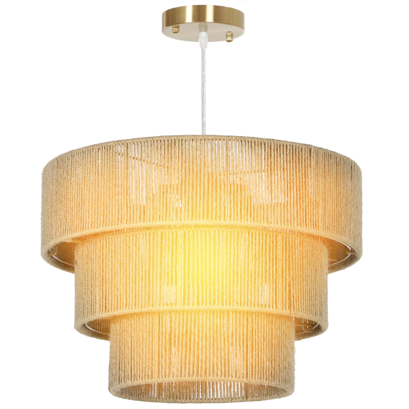 Boho Hemp Rope Pendant Light, Ceiling Light For Bedroom