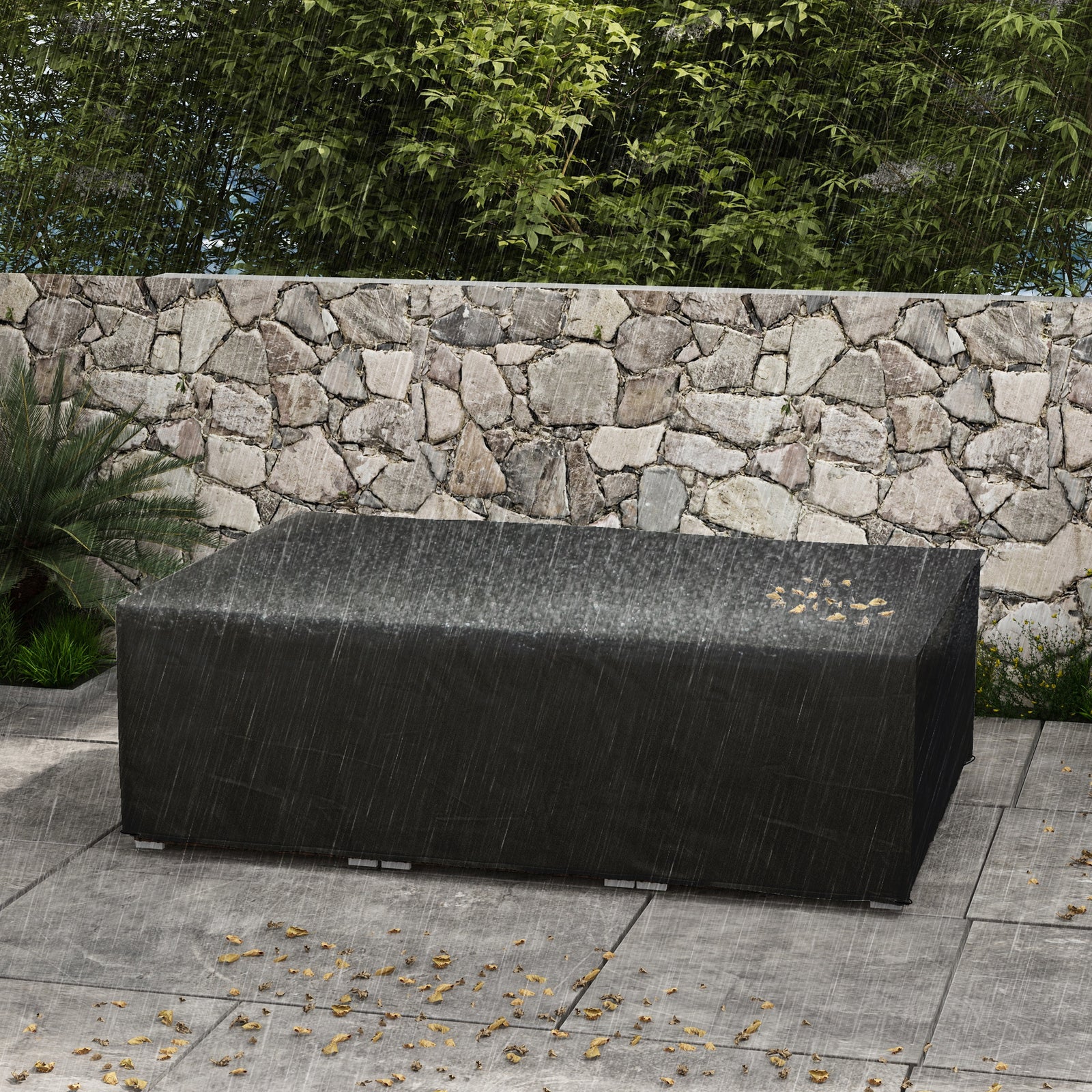 Black Oxford Rattan Furniture Cover