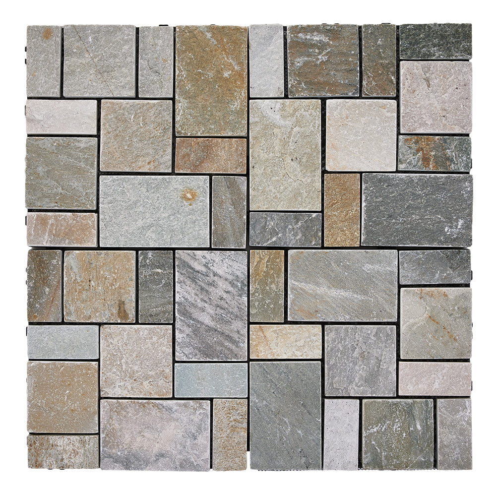 6pcs Interlocking Natural Stone Deck Tiles, 30x30cm Square Outdoor Patio Flooring, Durable Garden Pathway & Poolside Tiles | Stone