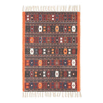 Terracotta, Black And Brown Cotton Kilim Rug | 60cm x 80cm | Terracotta