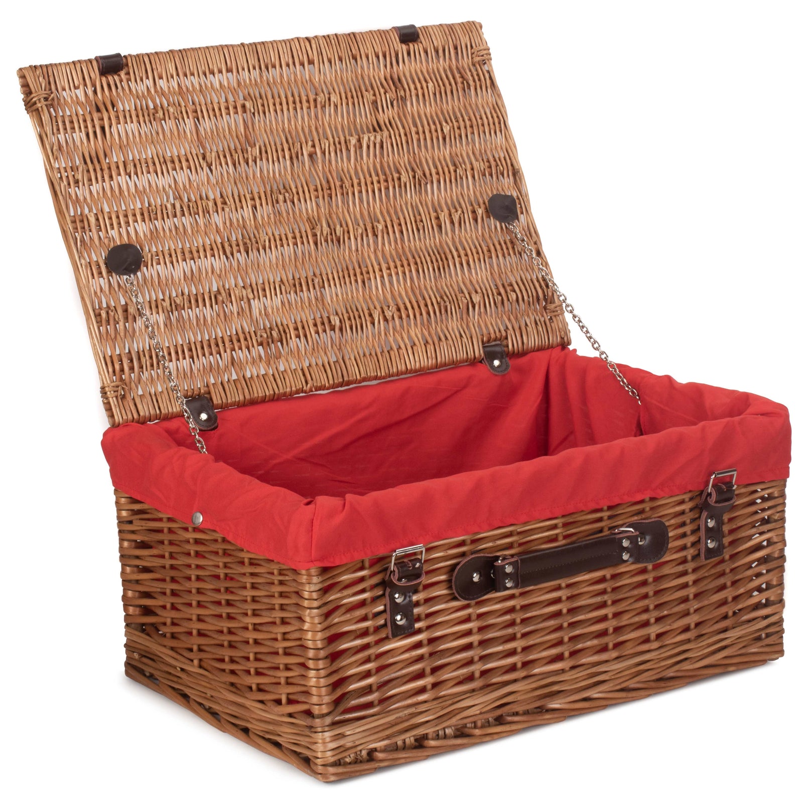 Wicker Double Steamed 51cm Picnic Basket | Red