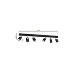 Joker Hand Made Ceiling Lamp In Matt Black With Striking Chrome Detail Featuring 6 Minmalistic Slender Cylinder Shades