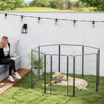 8 Panels Dog Playpen, Foldable Dog Pen Indoor Outdoor With Door | 100cm | Black