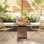 Patio Furniture Rattan Garden Table W/ Umbrella Hole | Brown