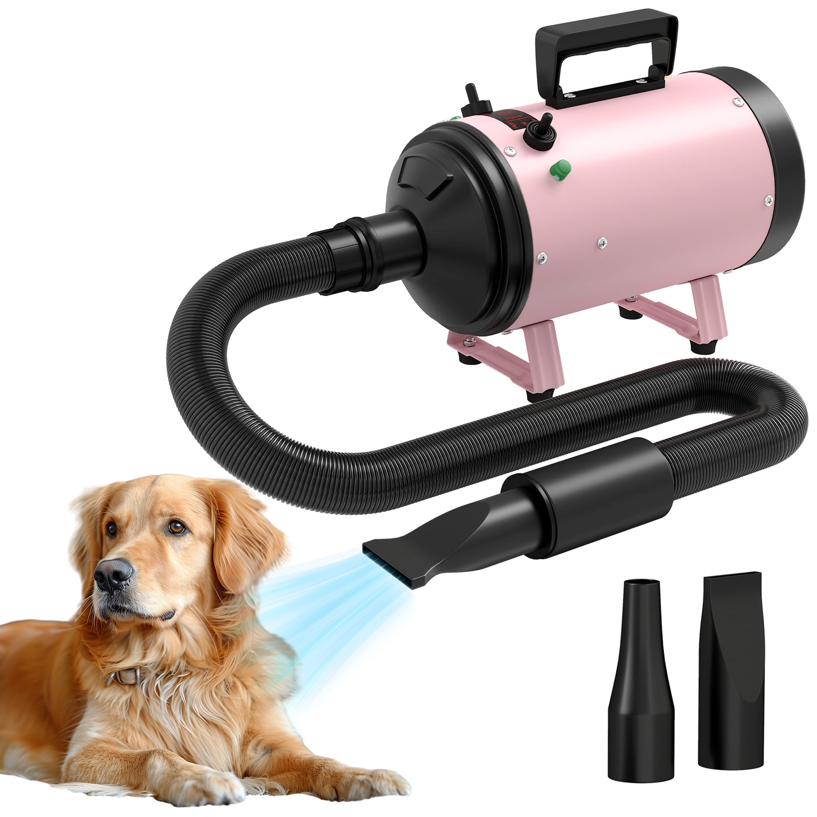 2200w Dog Hair Dryer, Pet Grooming Hair Dryer With 3 Different Nozzles | Pink