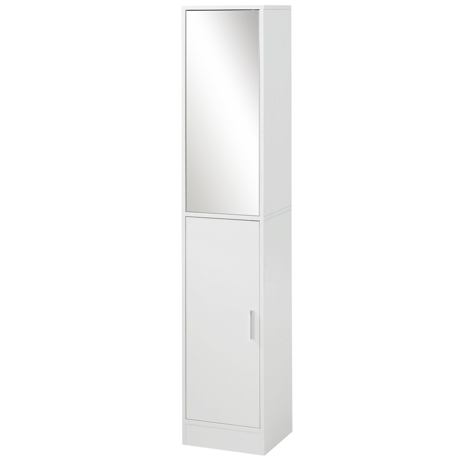 Tall Mirrored Bathroom Cabinet Tallboy Unit Adjustable Shelf