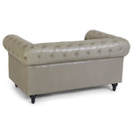 Button Tufted Faux Leather Living Room Sofa - 2 Seater | Grey