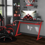 Gaming Desk With Gamepad Holder Headphone Hook | Black