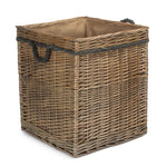 Antique Wash Square Storage Log Basket | Medium | Brown