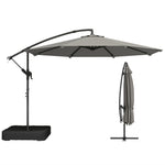 3 M Garden Cantilever Parasol With Sandbag, 360 Degree Rotation | Grey