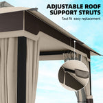 3 X 3.6 M Outdoor Garden Gazebo With Netting, Curtains | Khaki