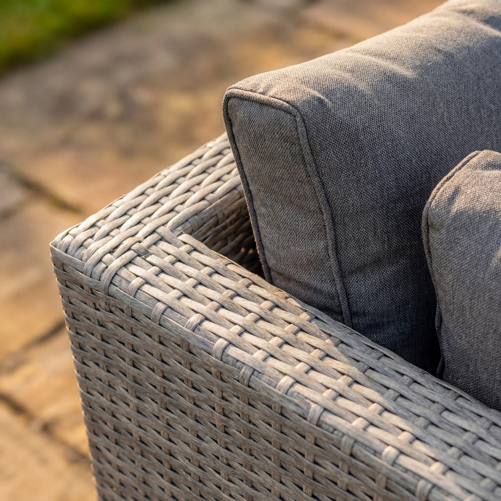 Oliena 12 Seat Modular Rattan Large U-shape Garden Furniture | Grey