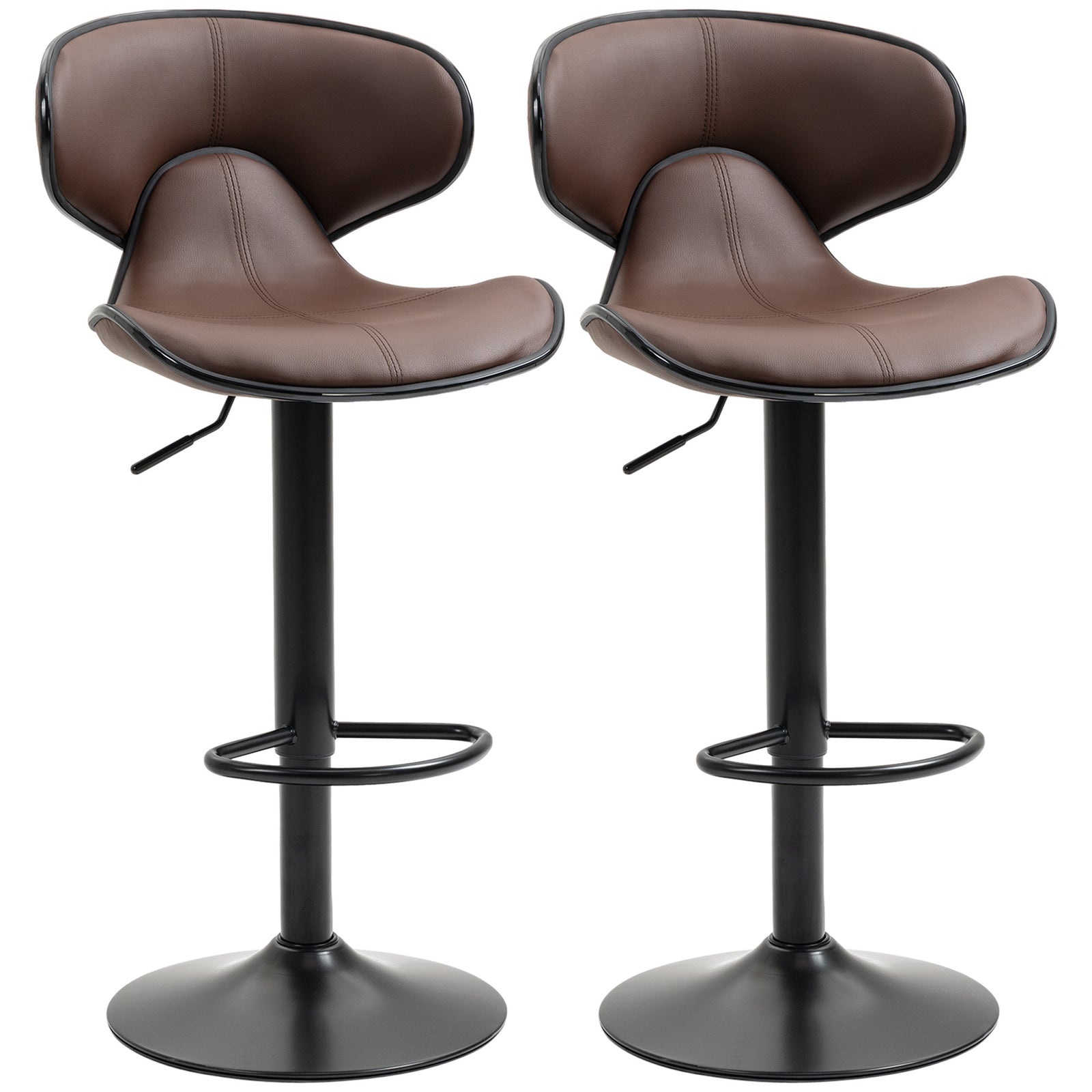 Adjustable Swivel Barstools Counter Set Of 2 | Brown