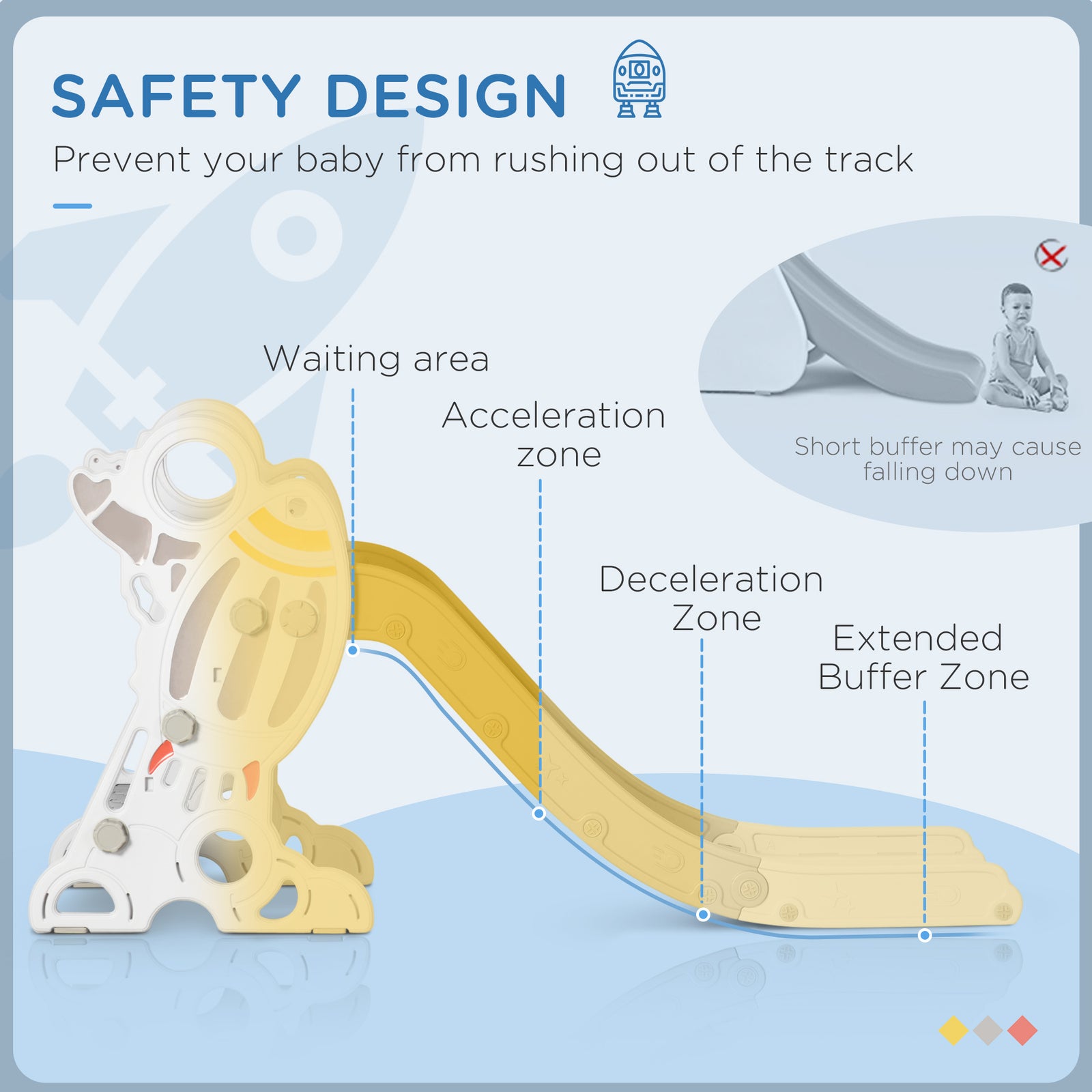 Baby Slide Freestanding Slide For Kids 1.5-3 Years Space Theme | Grey