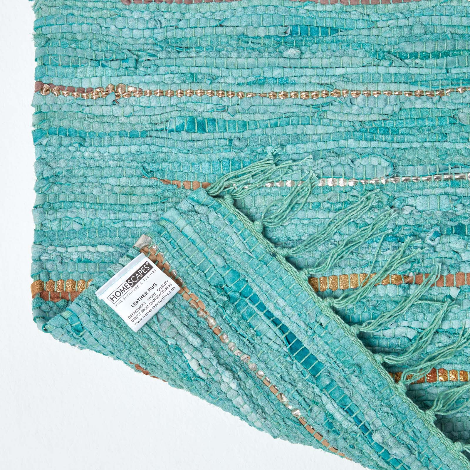 Leather Glitter Rug | 200cm | Turquoise