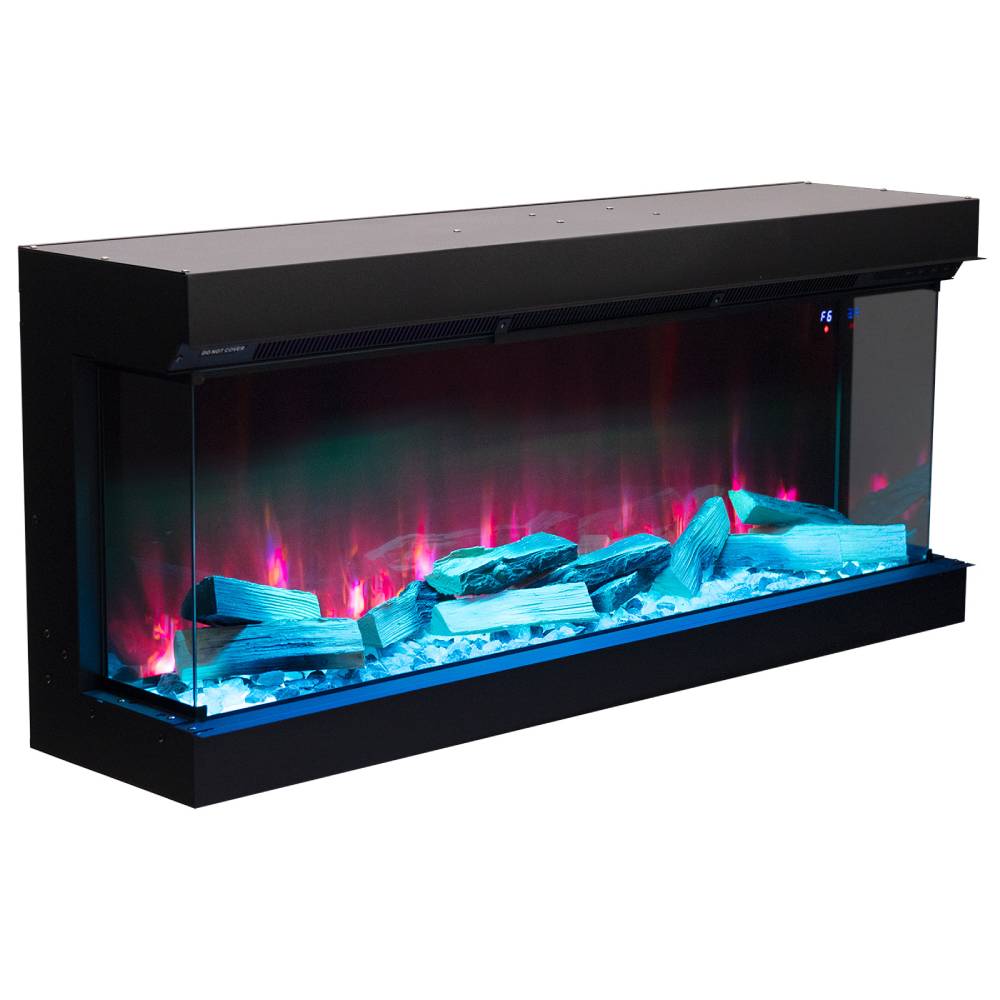 50/60inch 3-sided Recessed Smart Electric Fireplace With Wifi App Control, 12 Flame Colours, Adjustable Flame Sound, 900w/1800w Heater，weekly Timer Function | Small