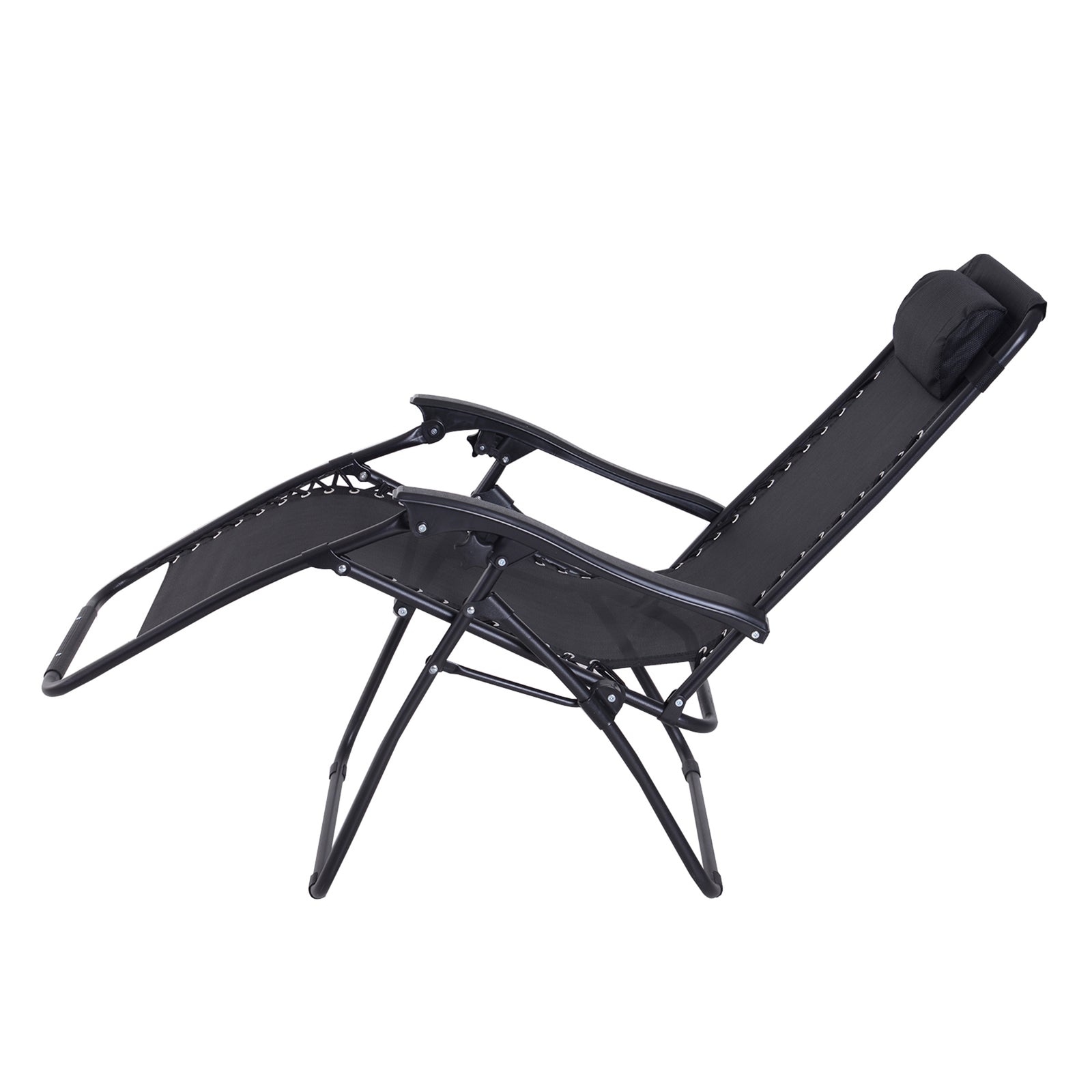 Metal Frame Zero Gravity Lounger W/ Head Pillow For Patio | Black