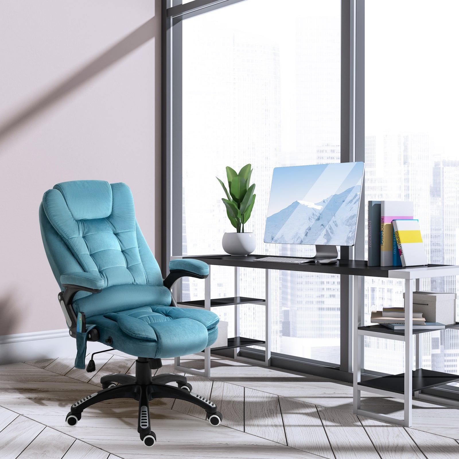 Reclining Chair Heating Massage 6-point | Blue