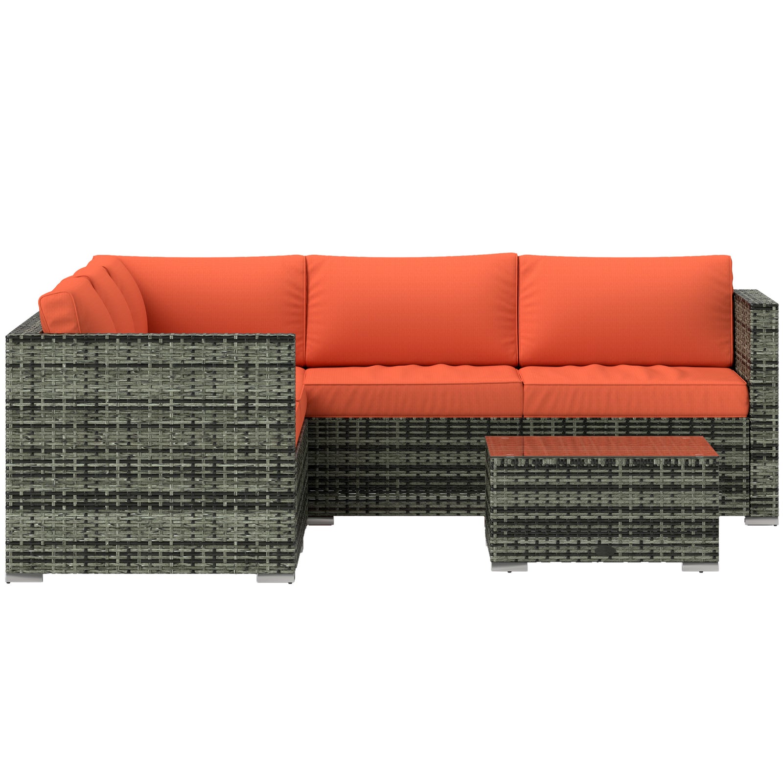 4 Pcs Rattan Outdoor Set Furniture With Sofa Loveseat Table | Orange