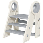 Toddler Tower, Foldable & Adjustable, With Handle, Non-slip, Grey