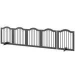 Dog Gate 5 Wood Panel Freestanding Pet Fence Folding Safety Barrier | Black