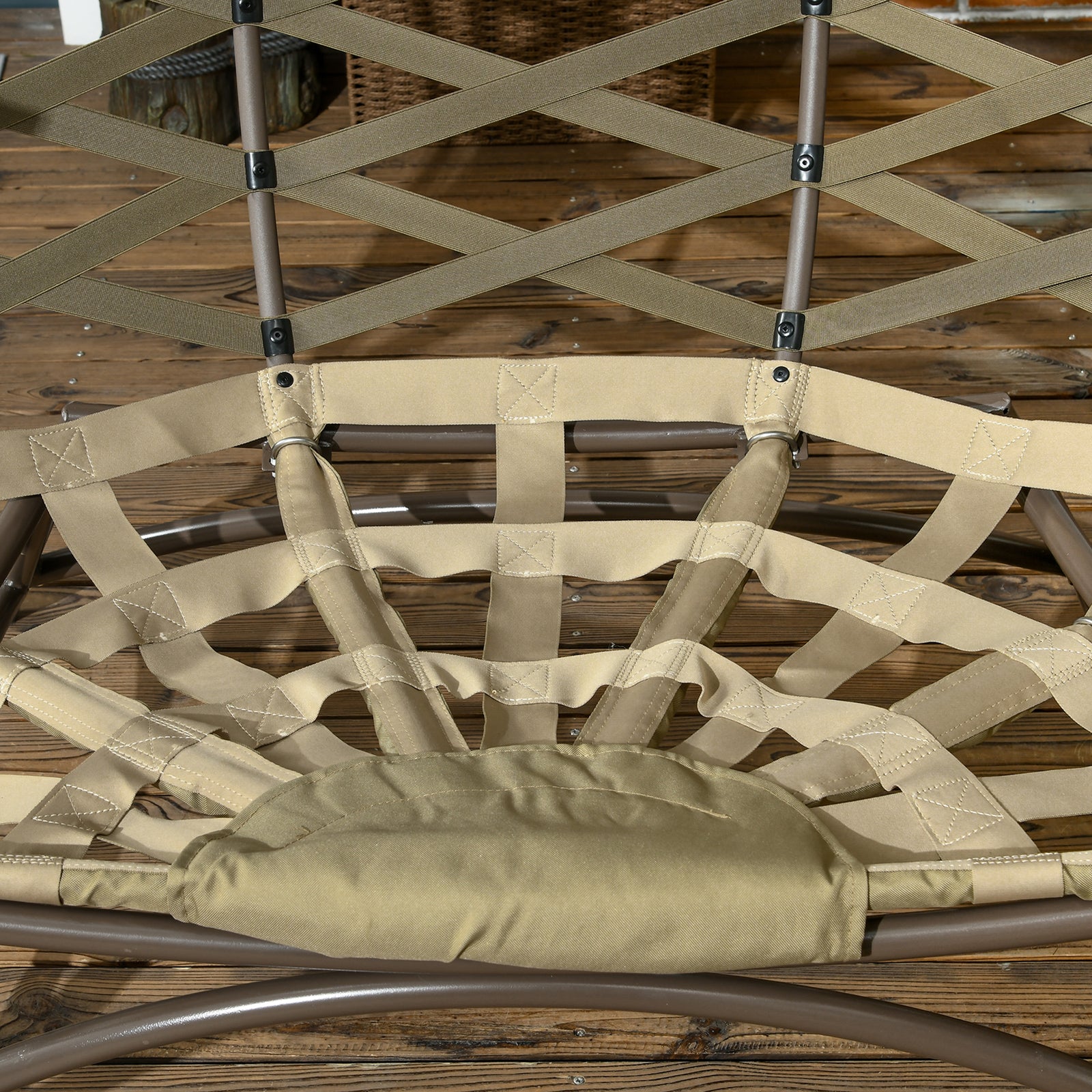 2 Seater Egg Chair Outdoor Garden Furniture Chair W/ Cushion | Khaki