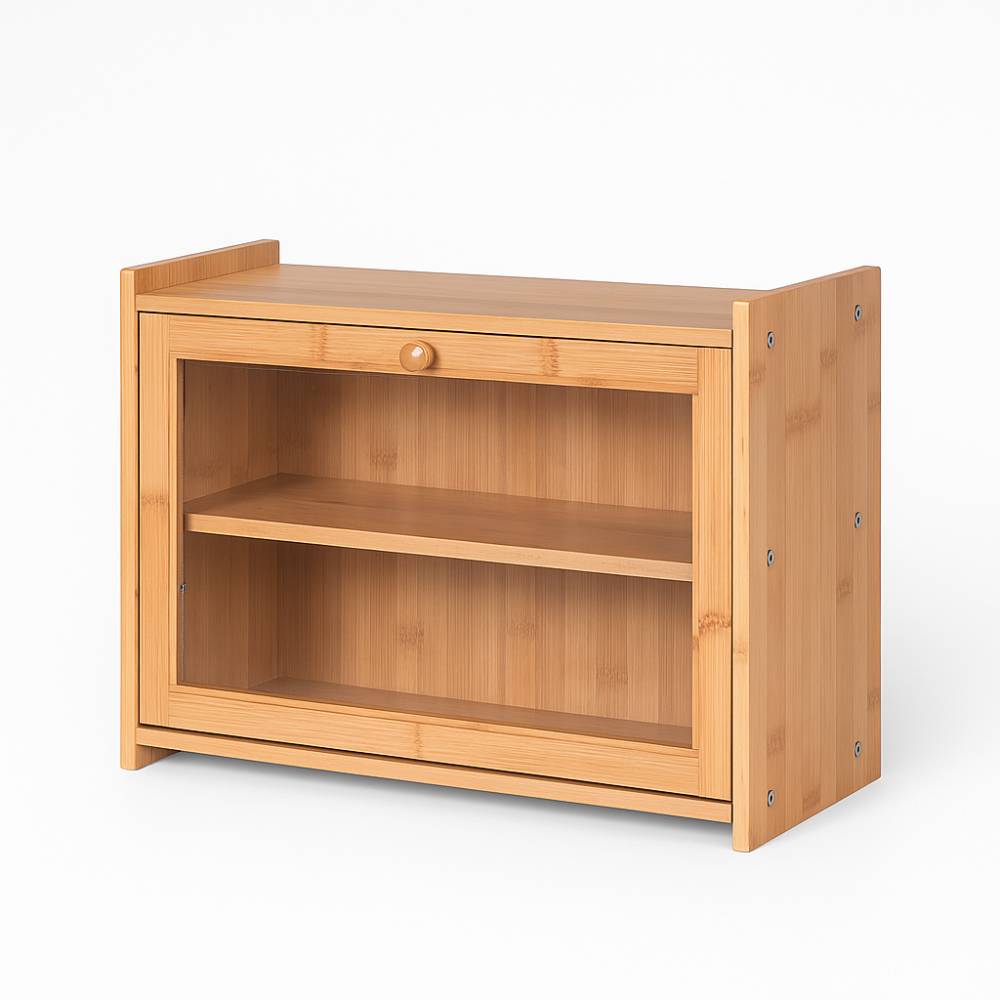 2-tier Bamboo Bread Box For Kitchen Counter
