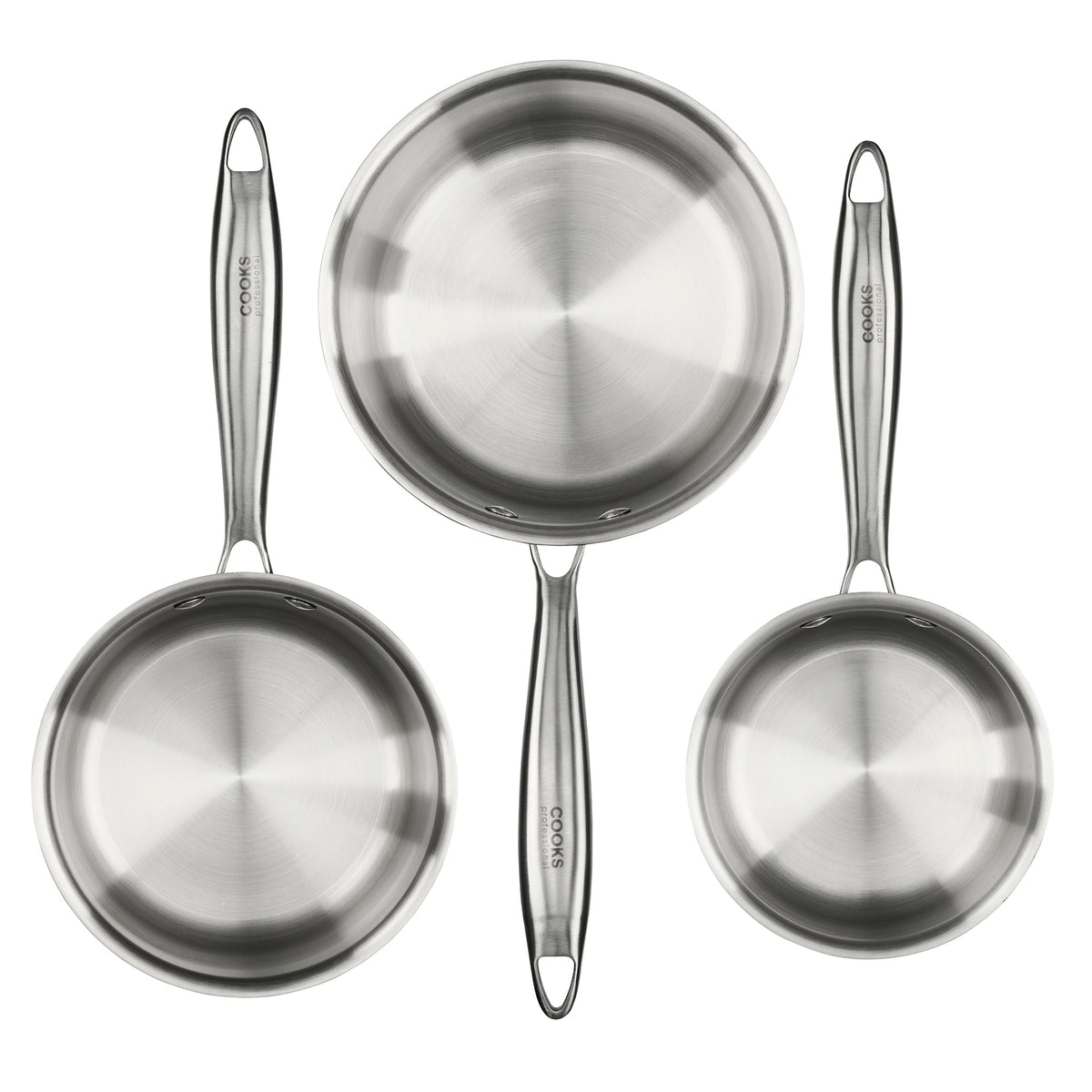 Tri-ply 3 Piece Saucepan Set - 14, 16 & 18cm