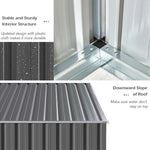 5x7ft Metal Storage Shed With Built-in Metal Shelves, Ventilation, And Sliding Door