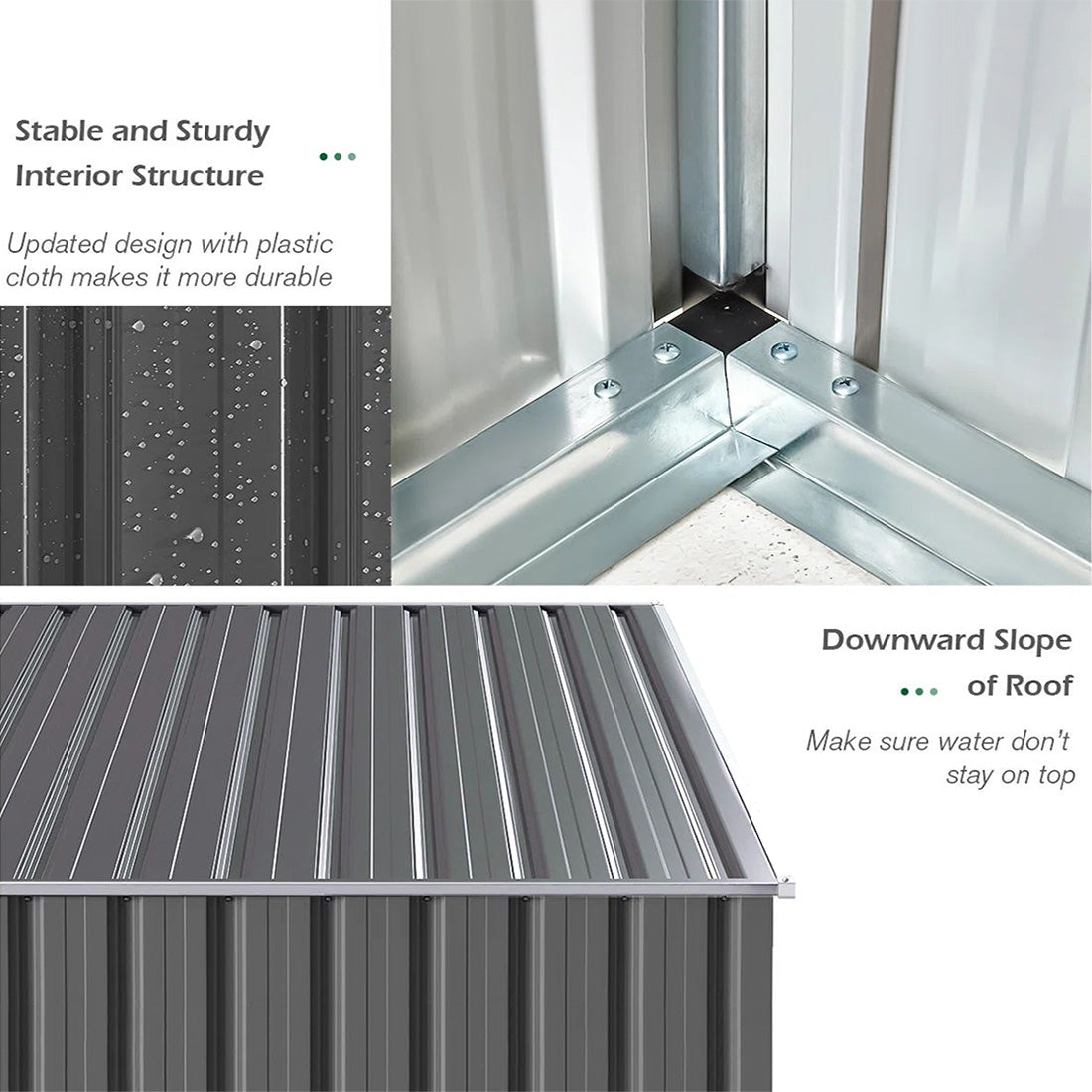 5x7ft Metal Storage Shed With Built-in Metal Shelves, Ventilation, And Sliding Door
