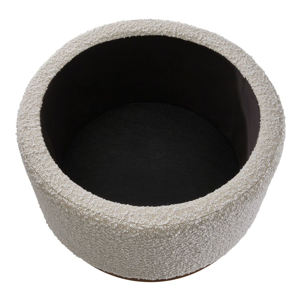 Round Beige Ottoman Storage Stool Seat