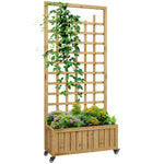 Wooden Trellis Planter With Wheels & Bed Liner