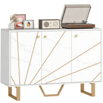 Sideboard Storage Cupboard With Metal Legs For Living Room | White