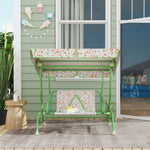 Kids Garden Swing Seat, Outdoor Swing Chair With Adjustable Canopy | Green