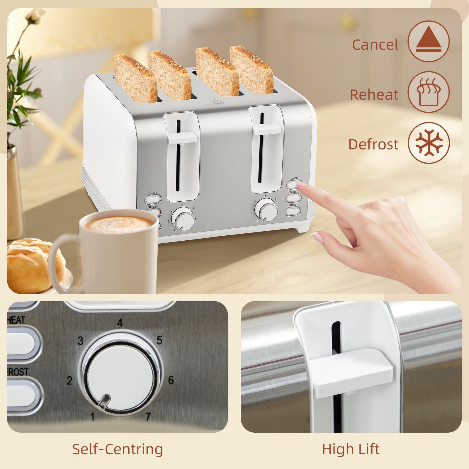 Quick Boil Kettle & Toaster Set | White