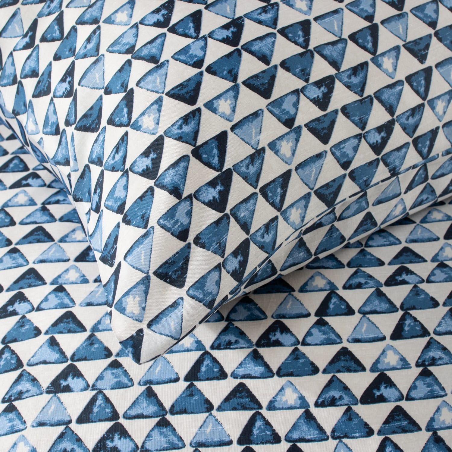 Studio Triangles Cotton Duvet Cover Set | King | Blue