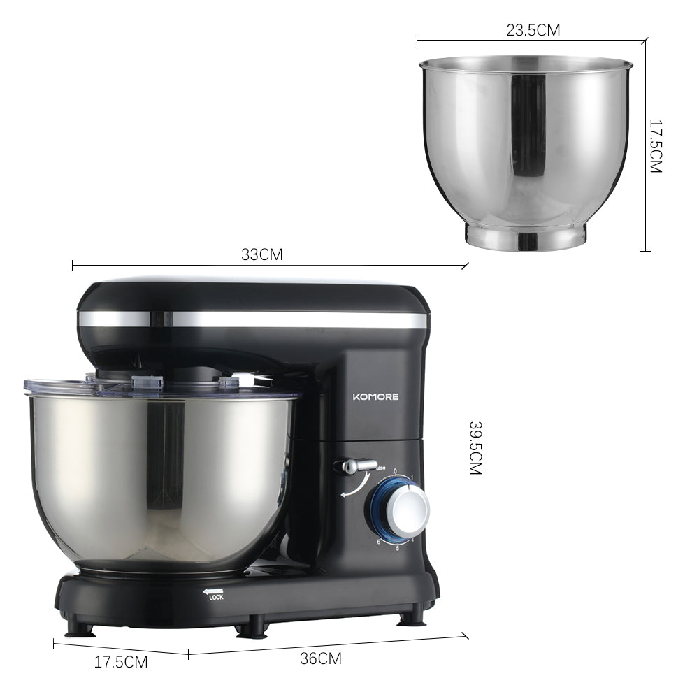 1400w 5.5l Household Stand Mixer With Stainless Steel Bowl, 6-speed Tilt-head Design – Includes Whisk, Beater & Dough Hook