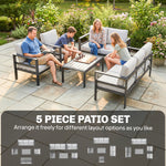 Aluminium Garden Furniture Sofa Set With Olefin Cushions | Dark Grey