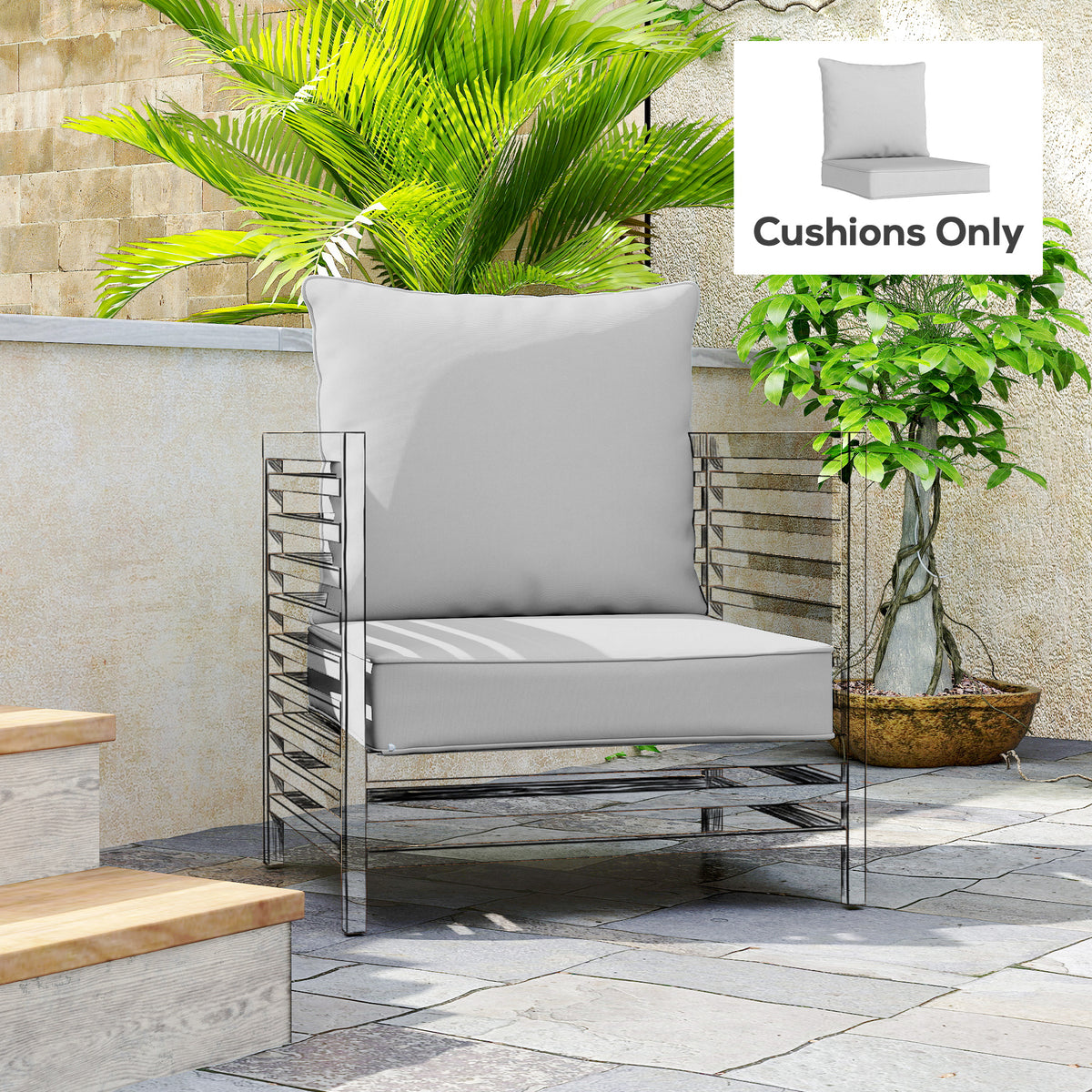 Outsunny Seat And Back Cushion Set, Fade Resistant Replacement Cushion