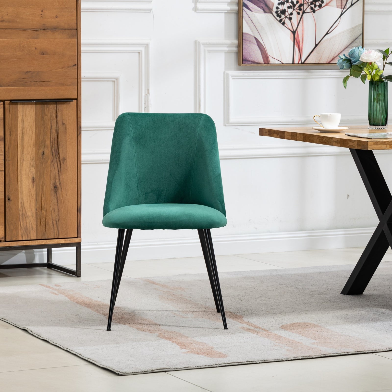 Set Of 2 Morandi Velvet Dining Chairs | Green