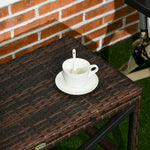 Outdoor Coffee Table, Pe Rattan Side Table W/ Plastic Board | V Shape | Brown