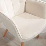 Accent Chair Velvet-touch Tufted Wingback Armchair | One Size | Cream