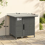 Rattan Gas Fire Pit Table With Rain Cover, Wind Guard, 14.5 Kw | Dark Grey