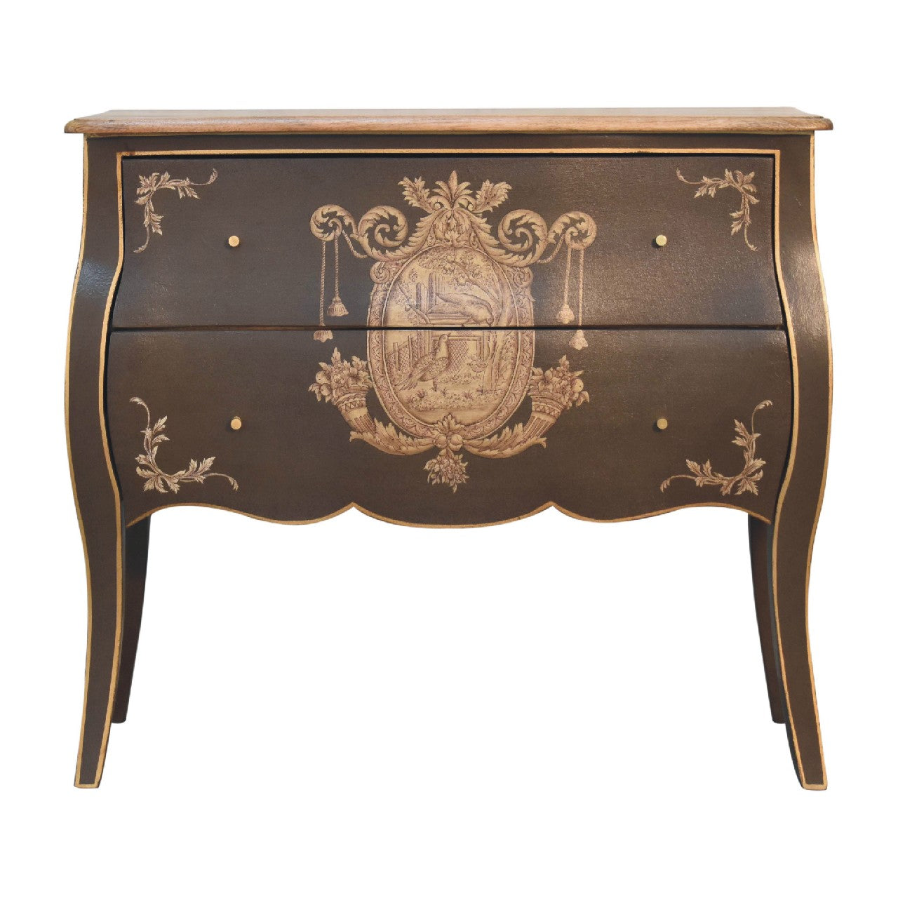 Solid Wood Coroner Chest, Greyish-green Finish