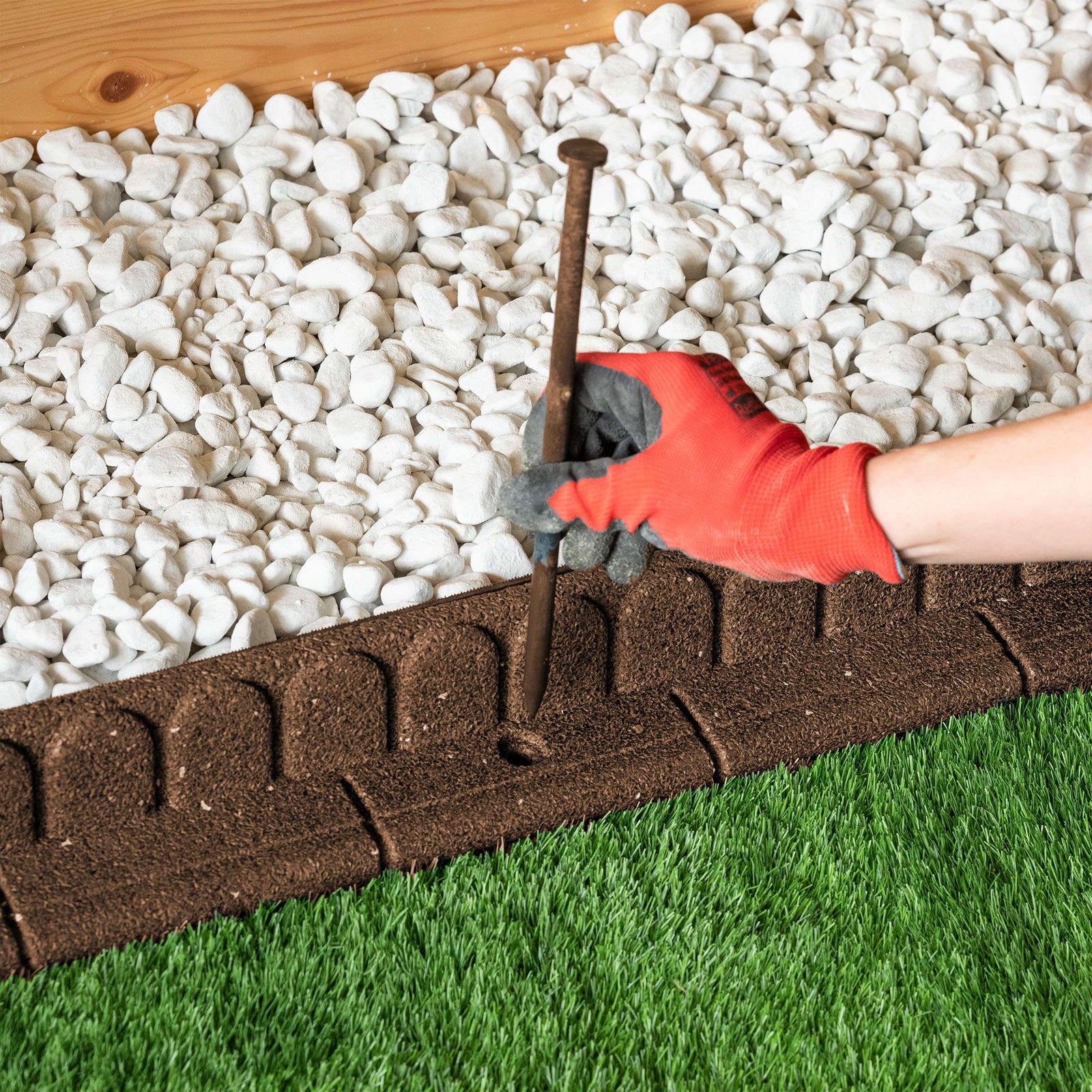 Lawnmover Friendly Rubber Garden Border 1.2m | Set of 20 | Brown