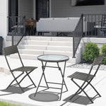 3 Pcs Patio Wicker Bistro Set Foldable Table And Chair Set