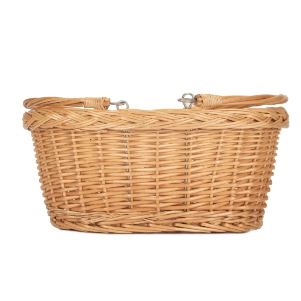 Medium Swing Handle Double Steamed Wicker Oval Shopping Basket | Brown