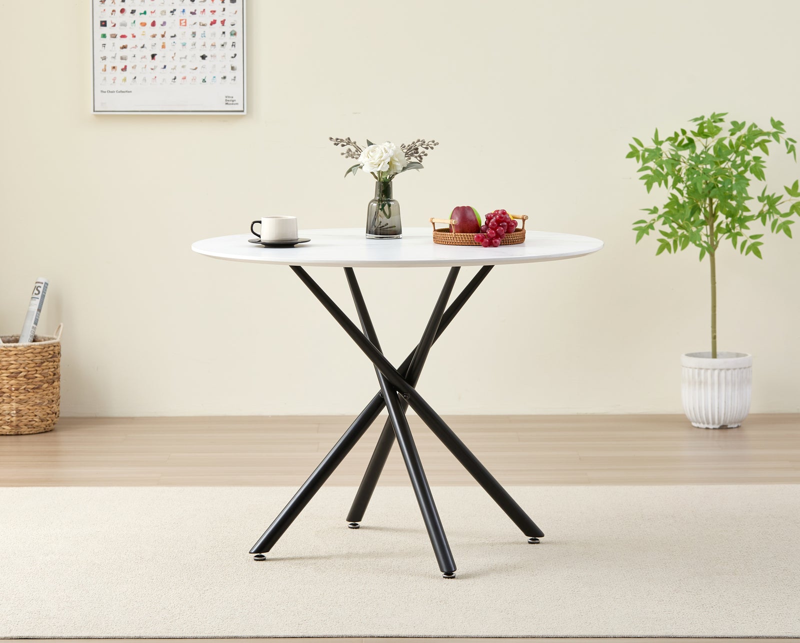 Stylish Seattle Dining Table Set With 4 Emily Faux Leather Chairs
