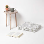 Cotton Thin Striped Floor Cushion | 50cm x 50cm | Light Grey